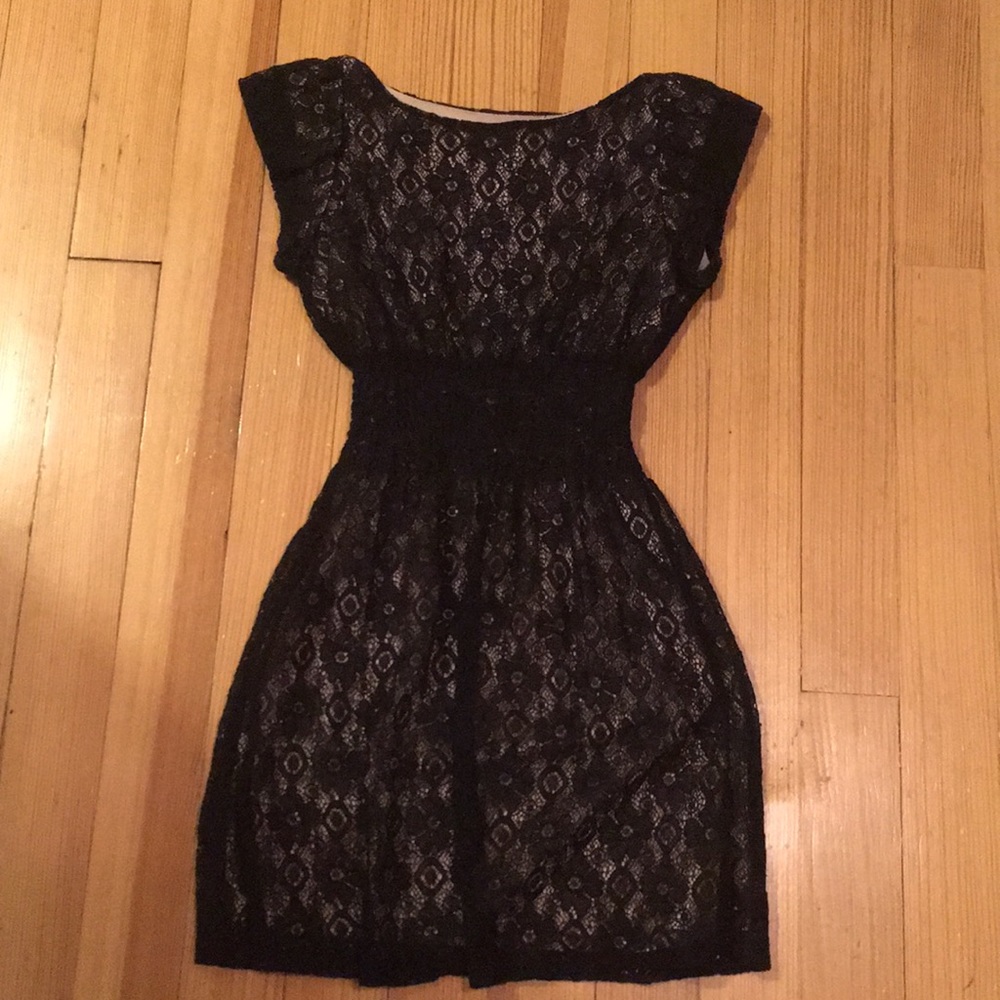 Black Lace Cream Dress